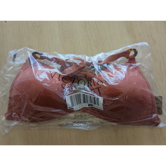 NWT PINK Victoria's Secret XL Amber Clay Bikini Push-up Top V Front Itsy Bottom - Picture 15 of 16